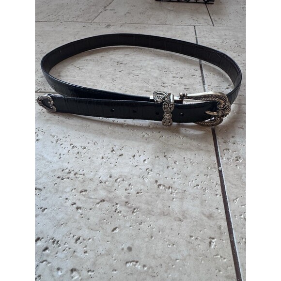 Brighton Hearts Reversible Belt Italian Full Grain Leather Brown Black Sz 34 main image 4
